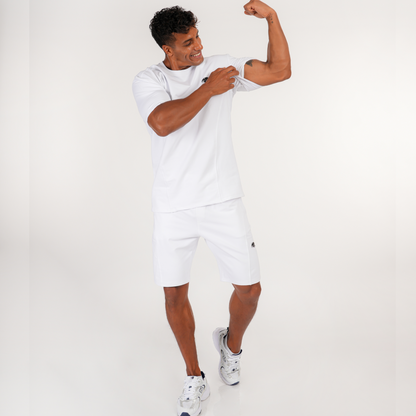 T-SHIRT HOODIE &amp;amp; SHORTS SET - BLACK